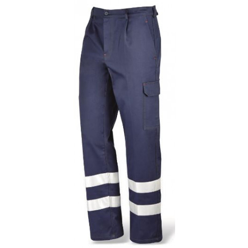 Spodnie robocze SUPER/BLU HV z bawełny z elementami ostrzegawczymi Greenbay 435230