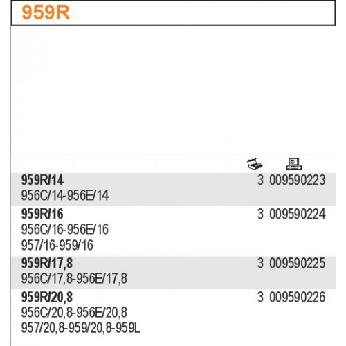 Wkładki gumowe z zapasową sprężyną Beta 959R do nasadek i kluczy 956C-956E-957-959