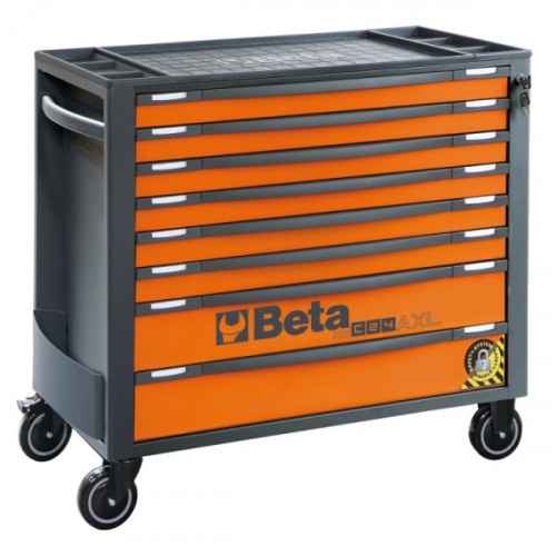 Wózek narzędziowy z ośmioma szufladami RSC24AXL z blachy stalowej lakierowany pusty szaro-pomarańczowy ral7016/ral2011