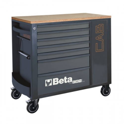 Wózek narzędziowy z 7 szufladami i szafką Beta antracytowy 2400/RSC24L-CAB/A