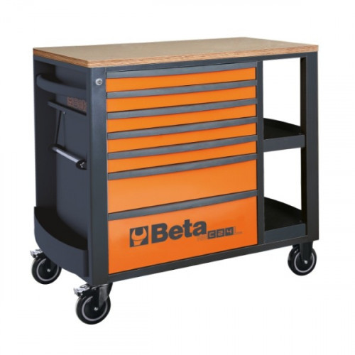 Wózek narzędziowy z 7 szufladami i bocznymi półkami pomarańczowy Beta 2400/RSC24L/7O